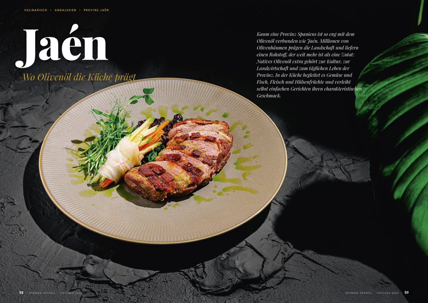 Reportaje de gastronomía sobre Jaén en Spanien aktuell, octubre de 2026